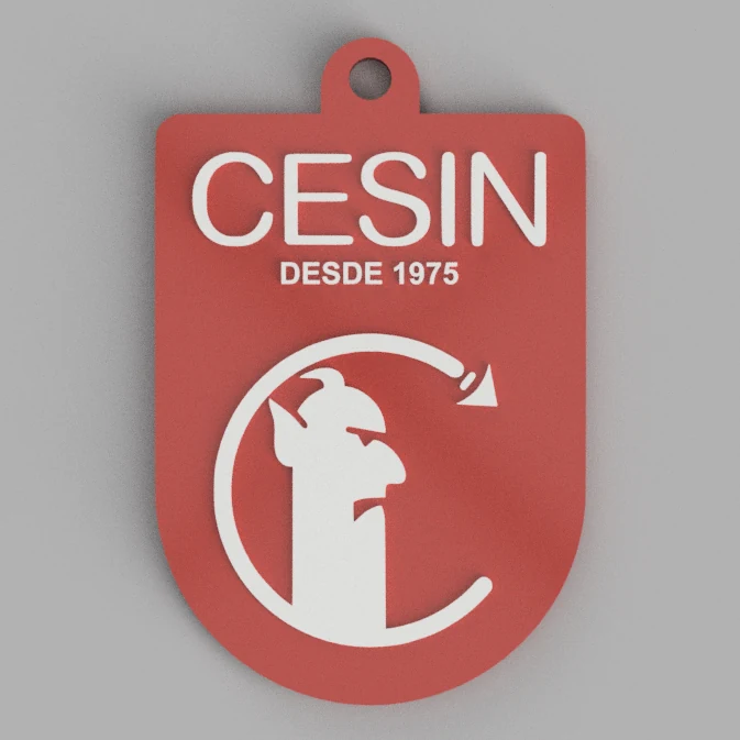 Llavero personalizado CESIN — logo e isotipo en 3D