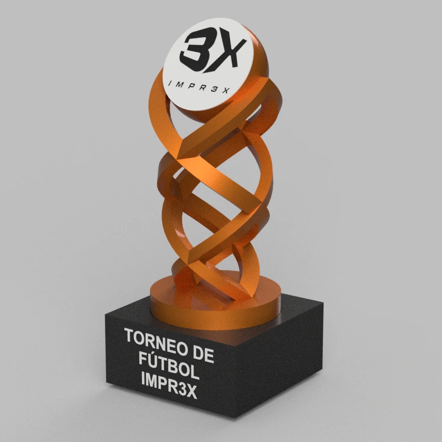 Trofeo espiral naranja fútbol